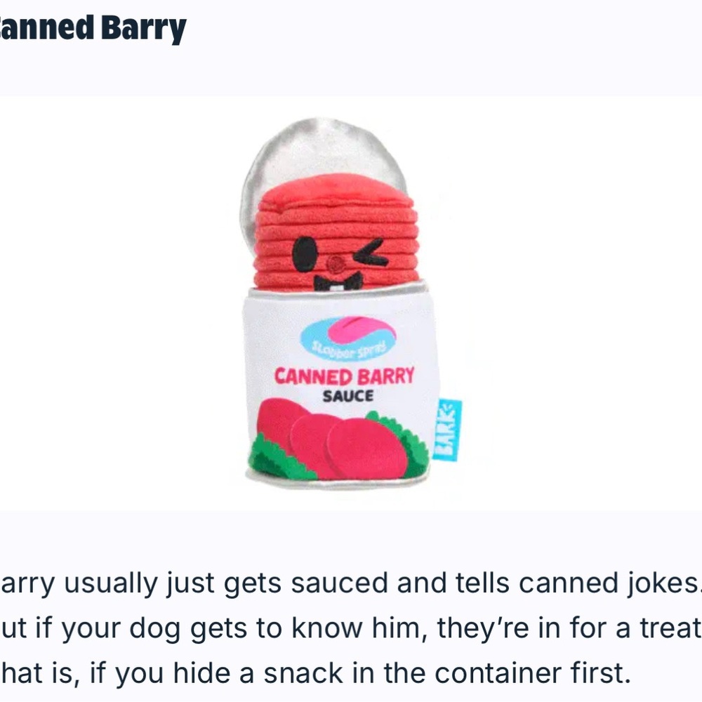 NWT Bark Canned Barry Sauce Dog Toy - Picture 8 of 10